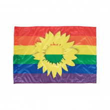 CSD-Fahne "Sonnenblume auf Regenbogenfarben" 