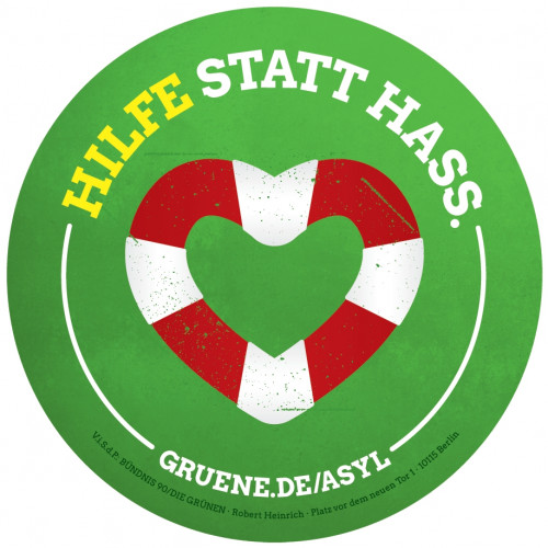 Aufkleber "Hilfe statt Hass"