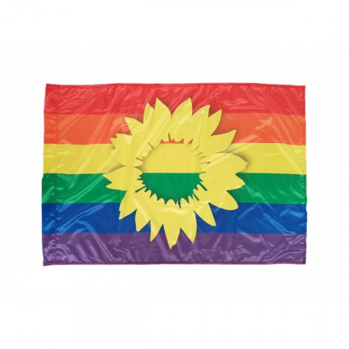 CSD-Fahne "Sonnenblume auf Regenbogenfarben" 