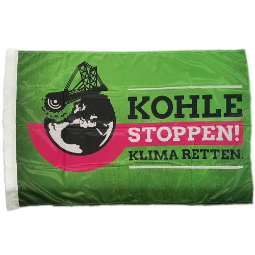 Tragefahne „Kohle stoppen! Klima retten.“
