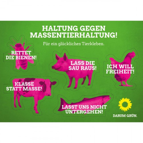 Stickerset "Tiere gegen Massentierhaltung"